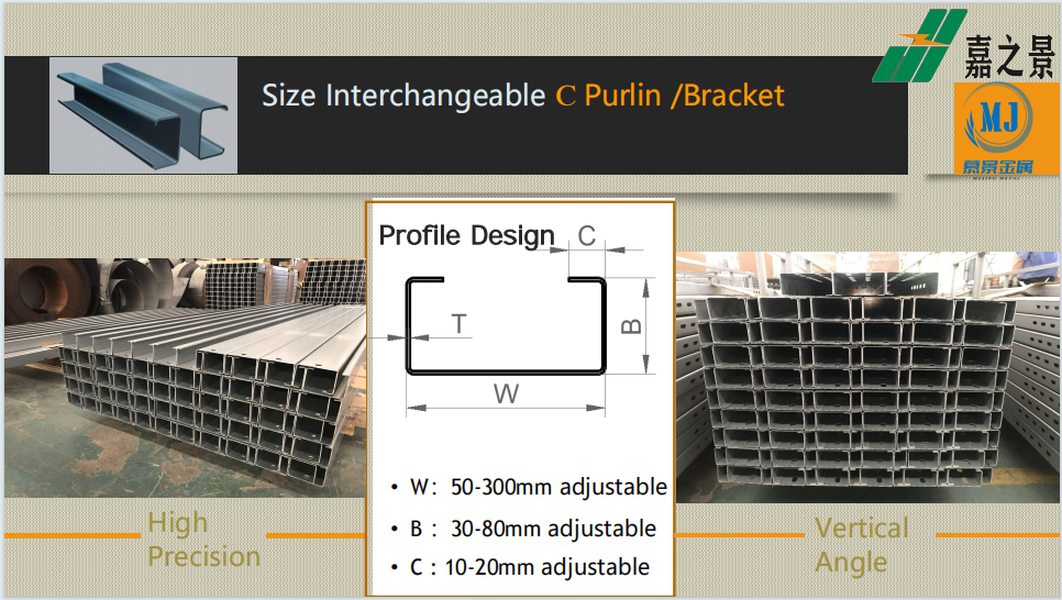 C purlin rail for pv mounting system